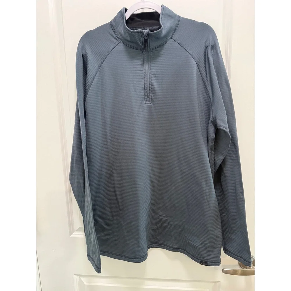 5.11 Tactical Mens XL Quarter Zip Pullover Slate Blue Micro Grid Performance Top